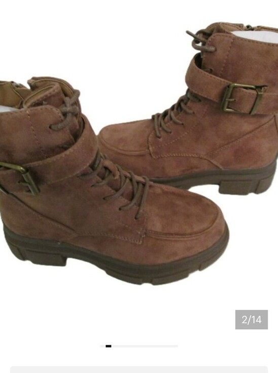 Shoes - Innovation Women’s Brown Faux Suede Lace-Up Ankle Boots with Buckle SZ 35 NEW